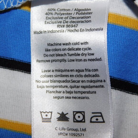 Nickelodeon Mens M  SpongeBob Squarepants Blue white Yellow Striped T Shirrt - Picture 5 of 7